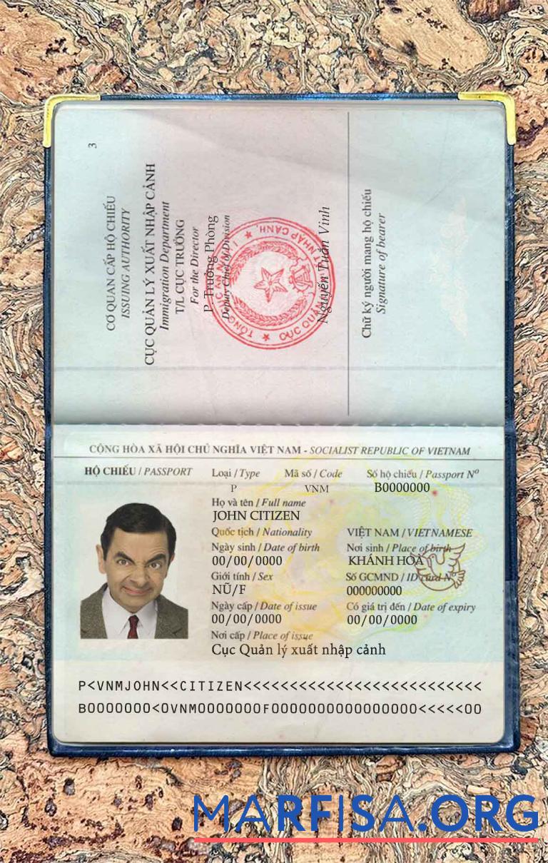 Vietnam Reisepass Foto look Mockup