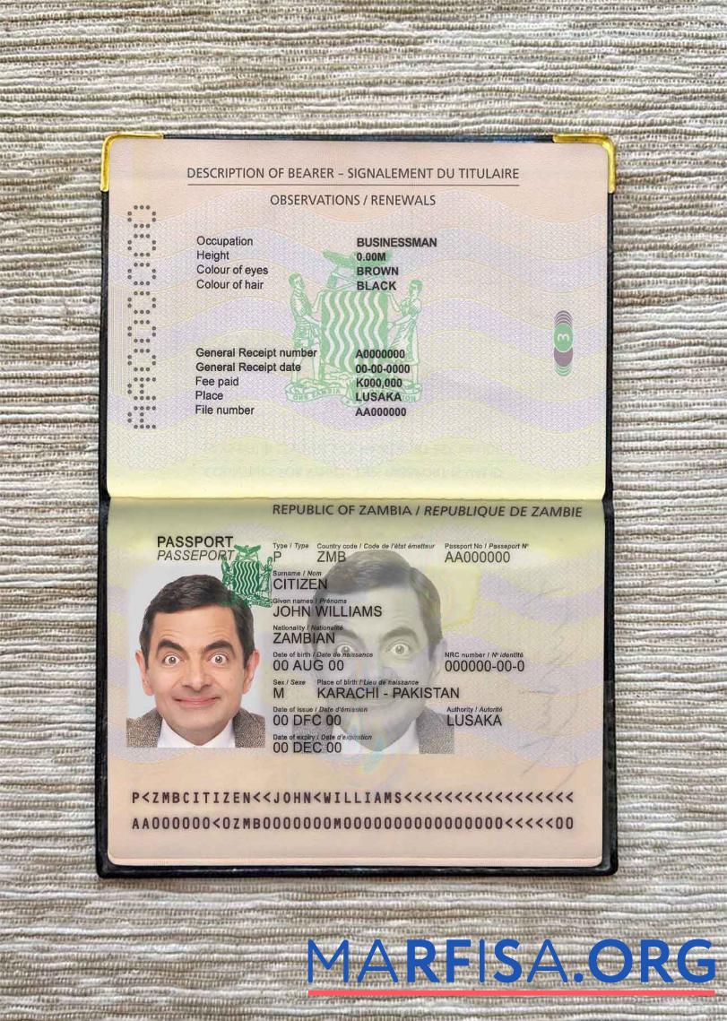 Sambia pass Foto look Vorlage