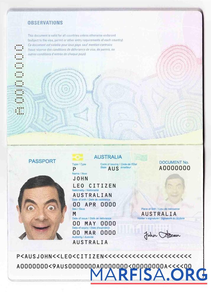 Australian стандартный Паспорт дизайн
