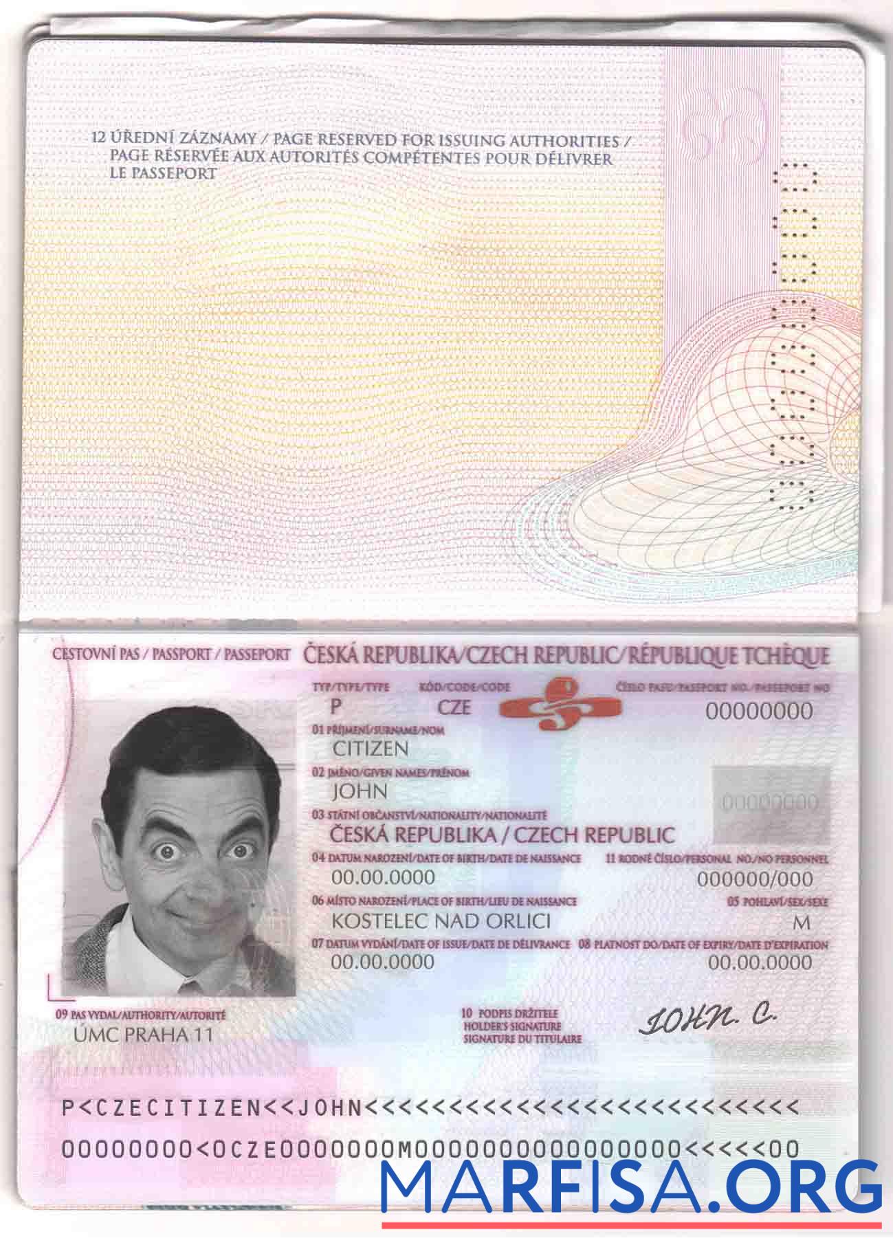 Czech Паспорт макет