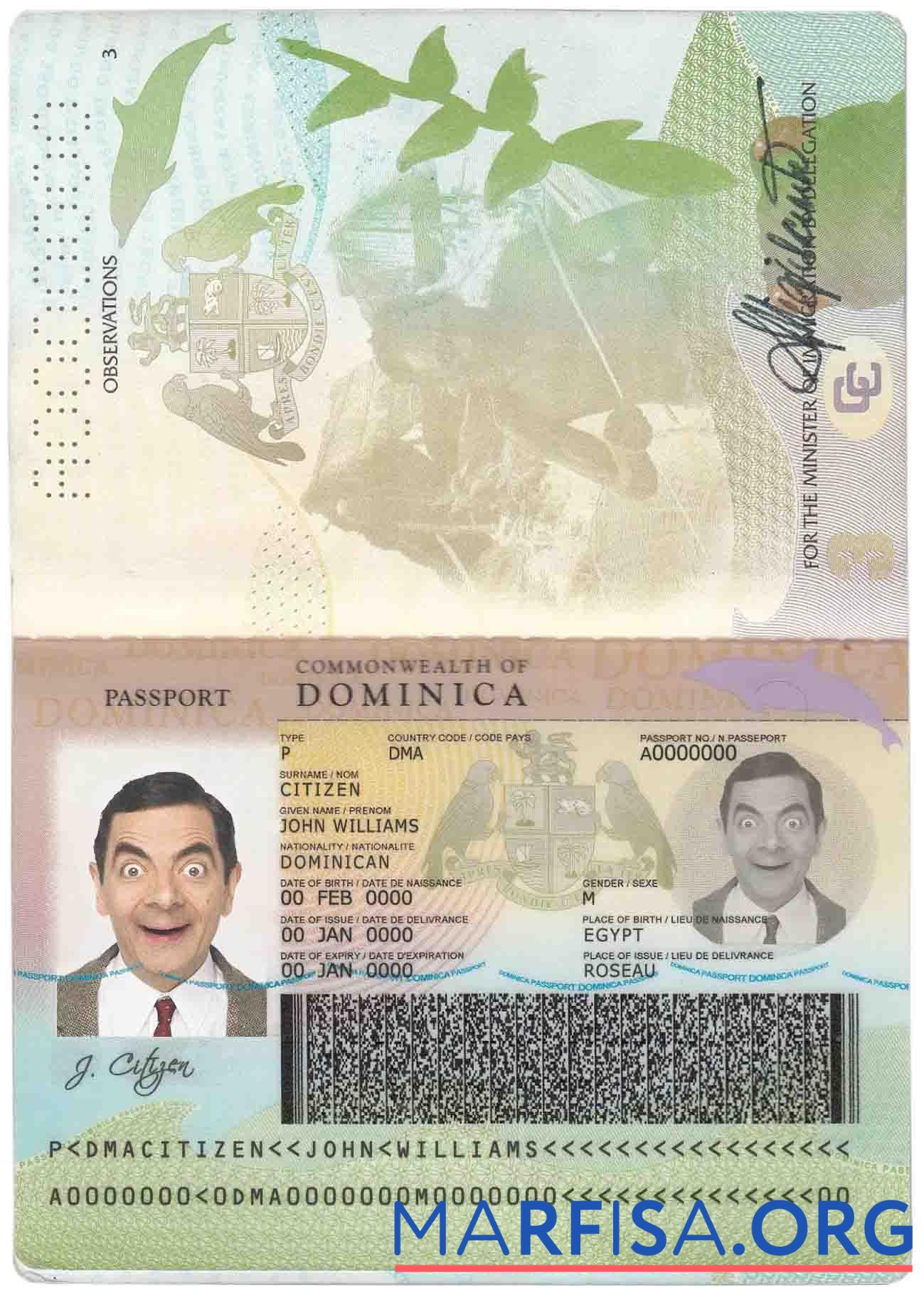Доминика Паспорт шаблон