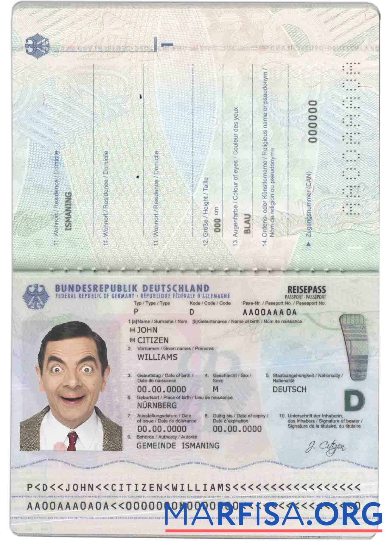 Германия pass(2017 ΓÇô Настоящий) шаблон