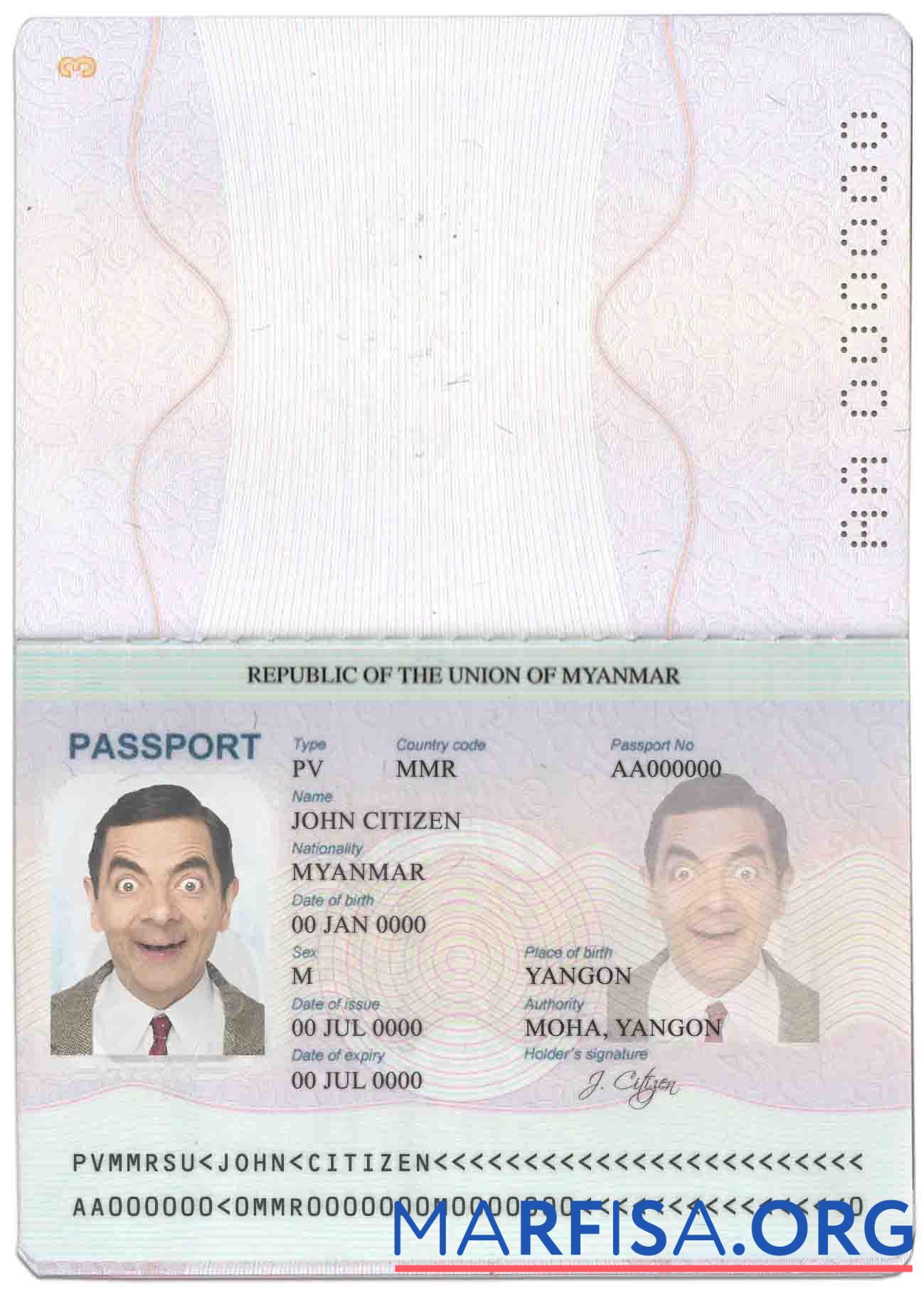 Мьянма Паспорт предпросмотр