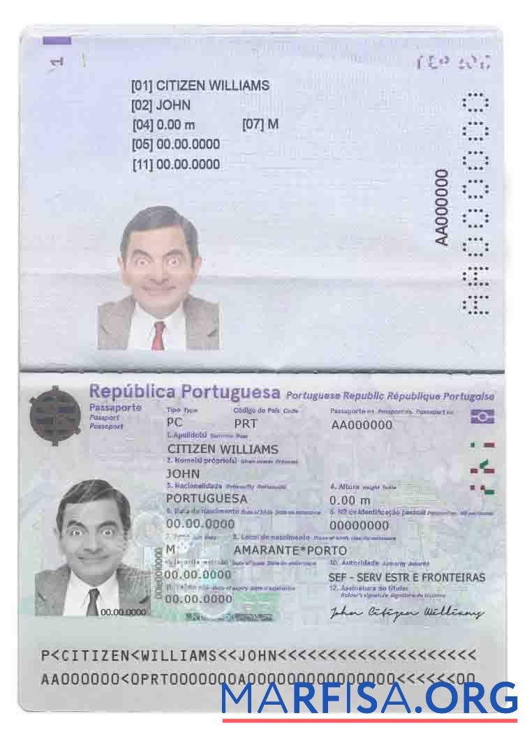 Португалия pass (2017 Настоящий) дизайн