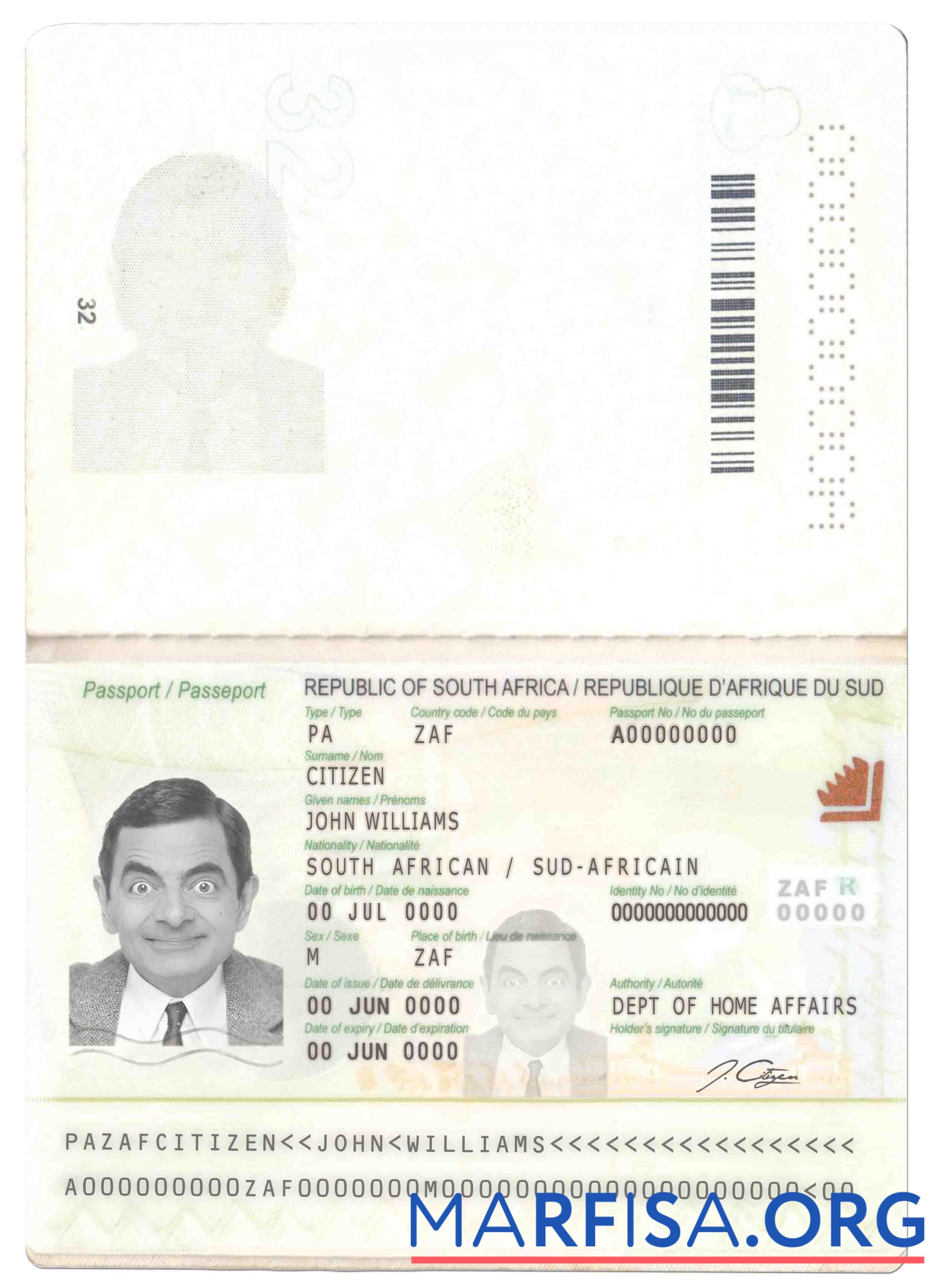 Южная Африка Паспорт (2009 ΓÇô Настоящий) дизайн