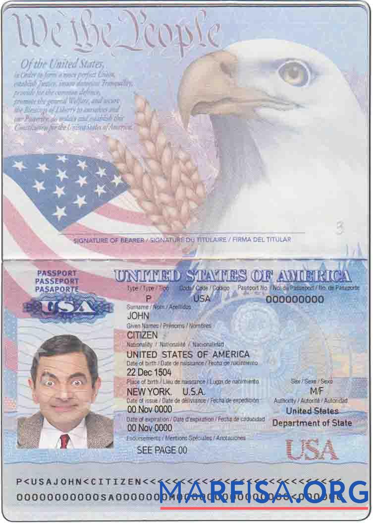 США Паспорт 2007 2022 шаблон