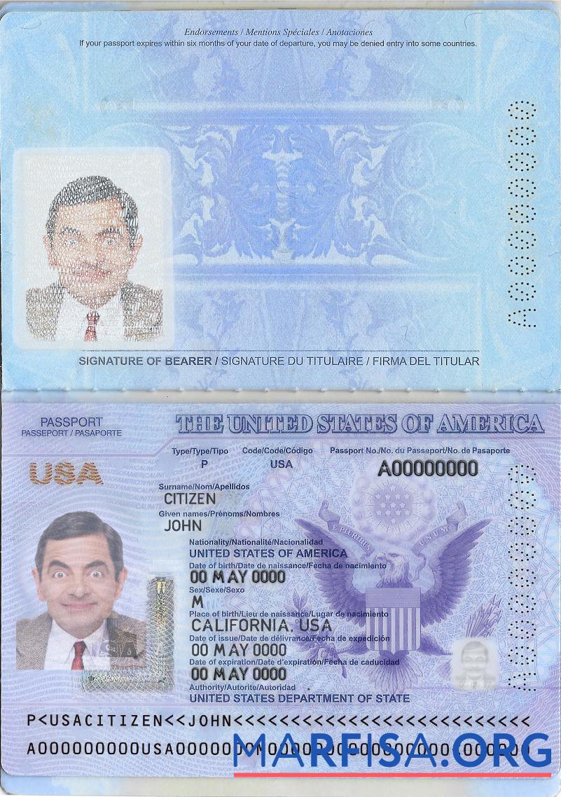 США Паспорт Новый 2020 шаблон