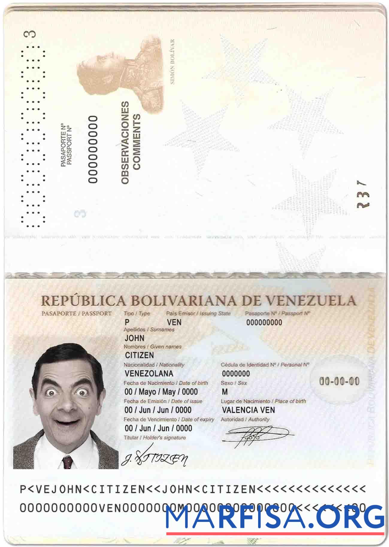 Венесуэла Паспорт дизайн