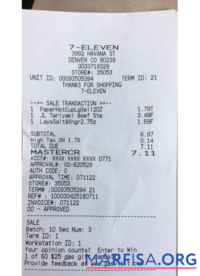 7 eleven store Zahlung check Probe