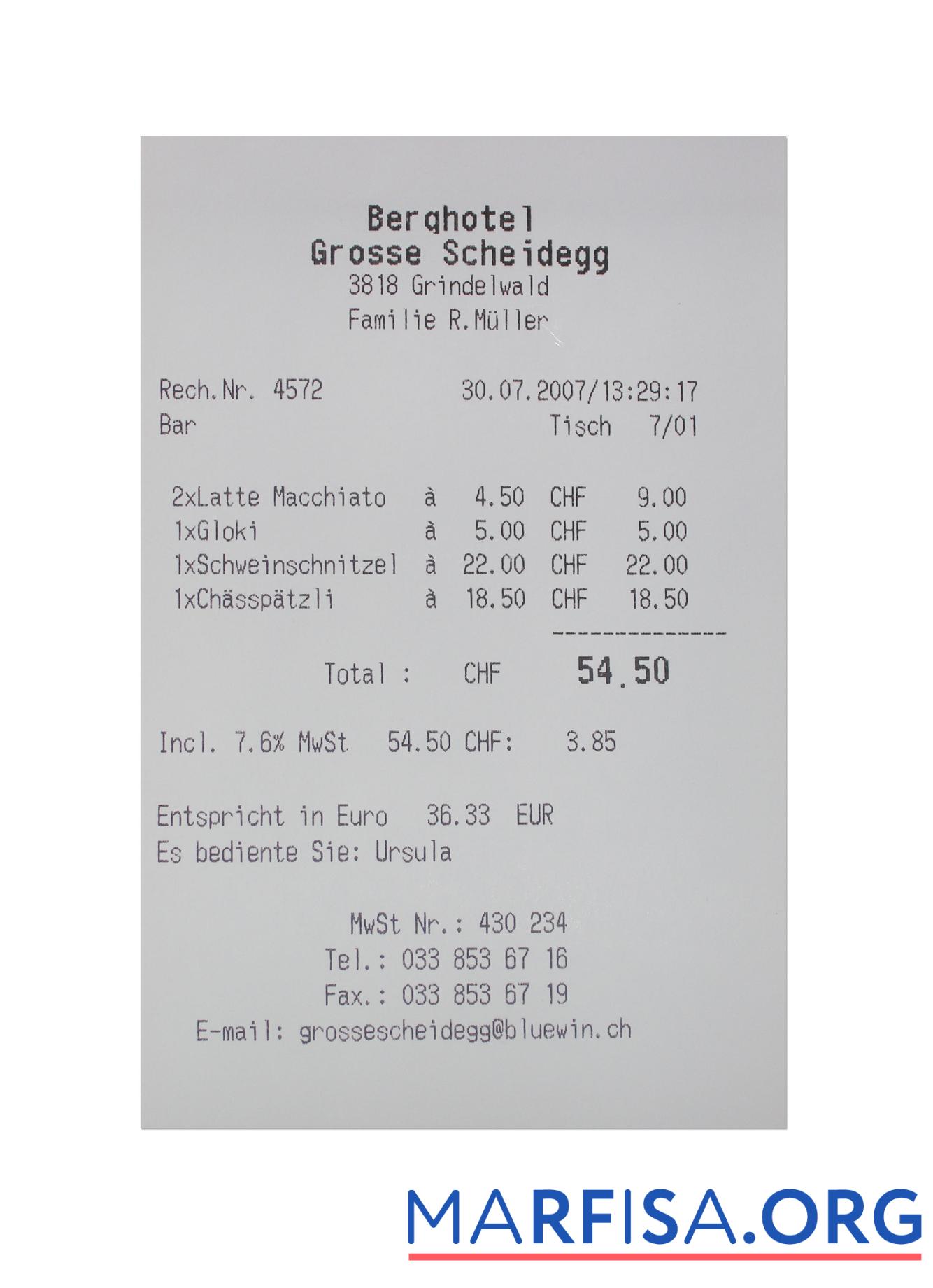BERQ HOTEL Zahlung Quittung Vorschau