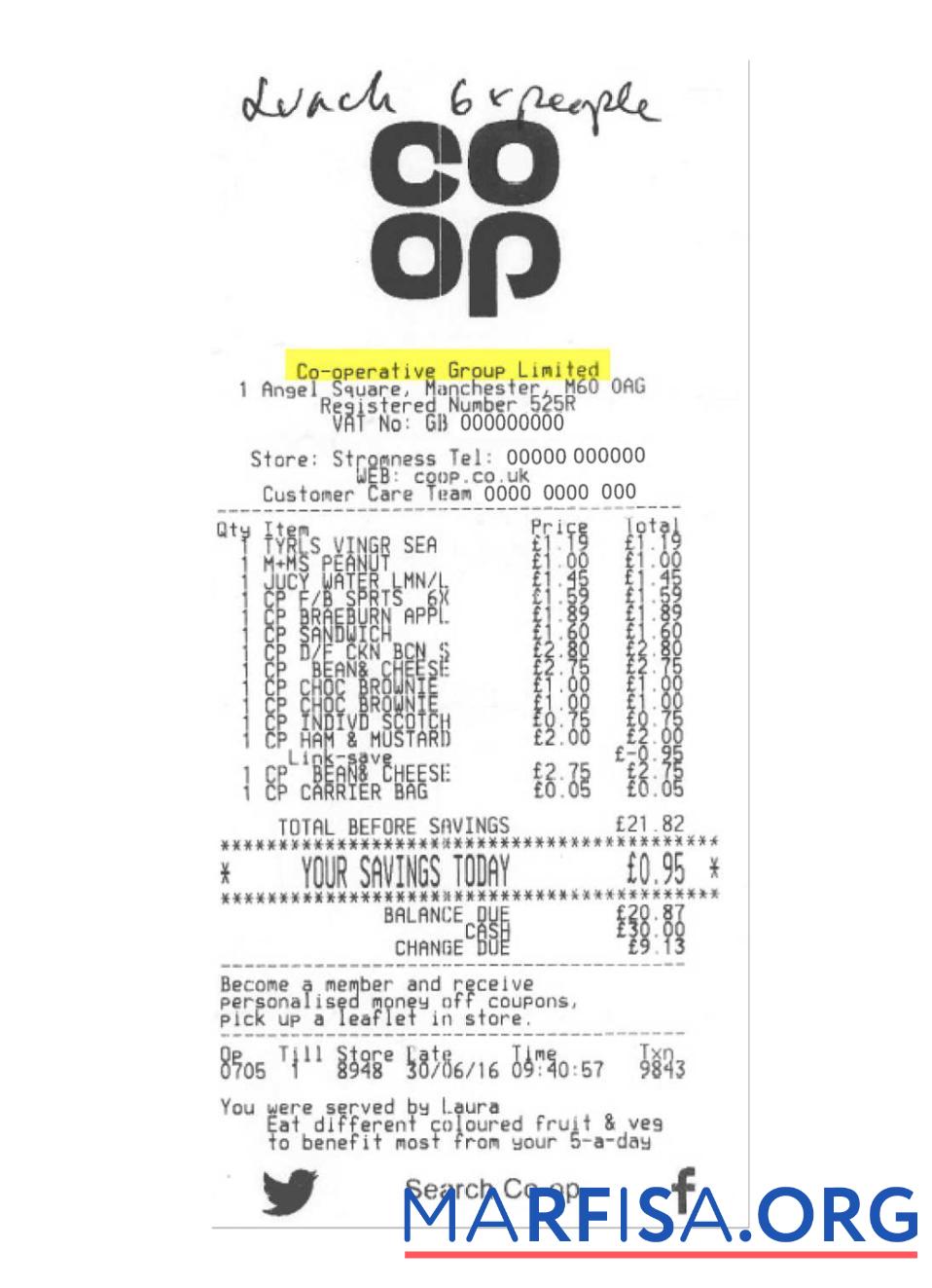 CO OPERATIVE GROUP LIMITED Zahlung check Probe