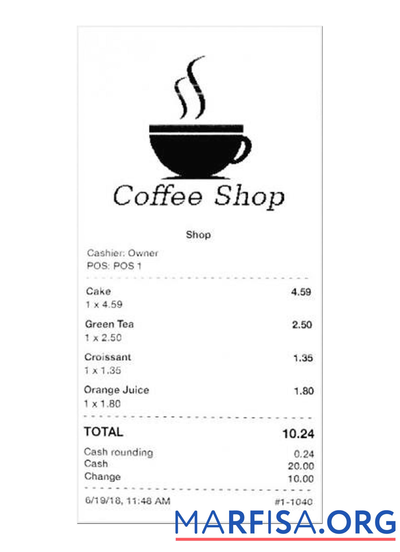COFFEE SHOP Zahlung check Mockup