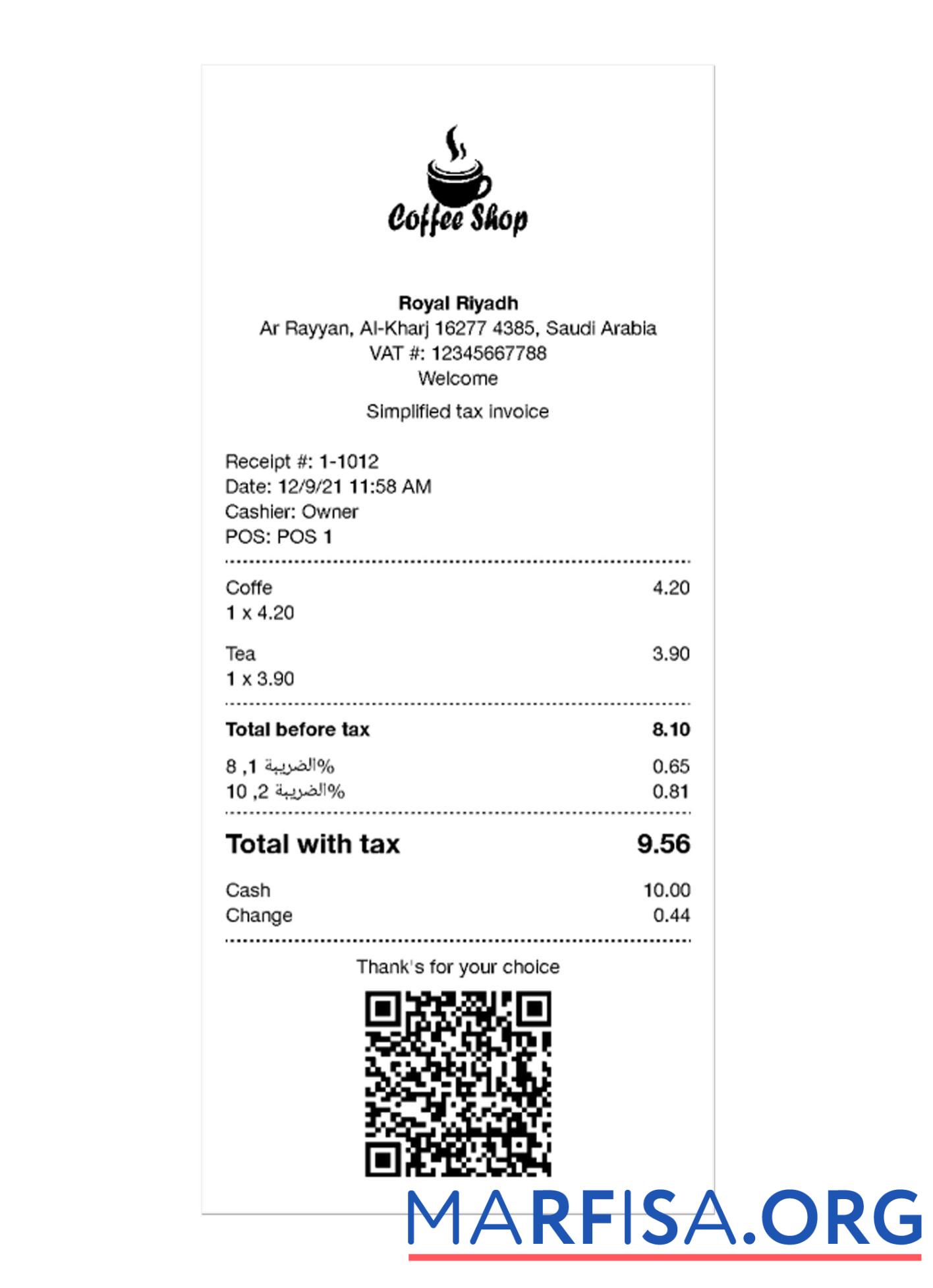 Professionell COFFEE SHOP Zahlung Quittung Vorlage