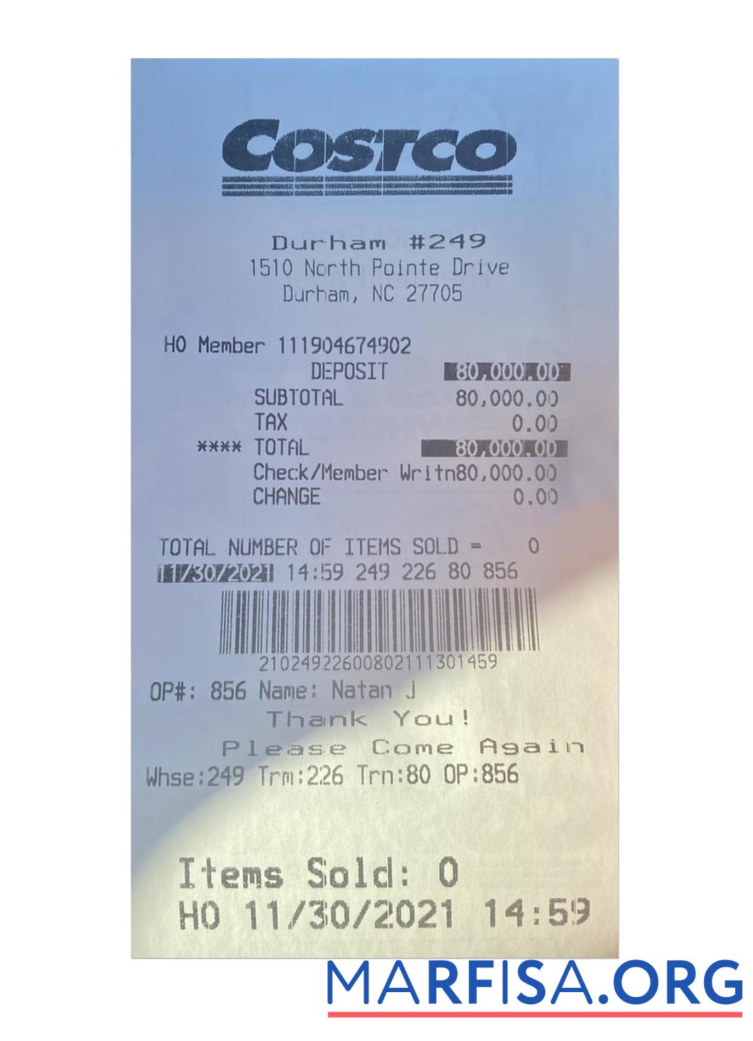 COSTCO Zahlung Quittung Mockup