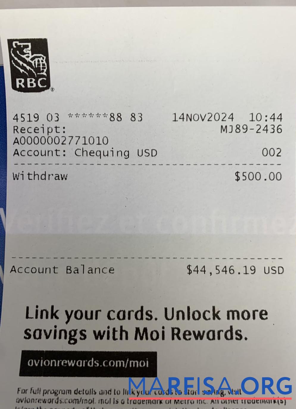 Kanada RBC Bank Zahlung check Design