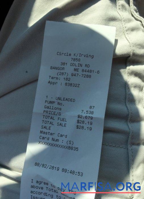 Circle K store Zahlung Quittung Vorlage