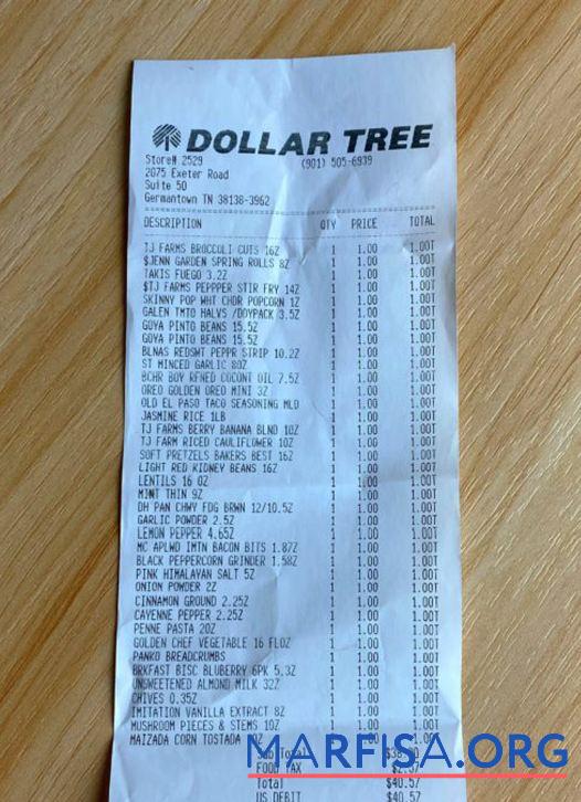 Dollar tree store Zahlung Quittung Vorlage