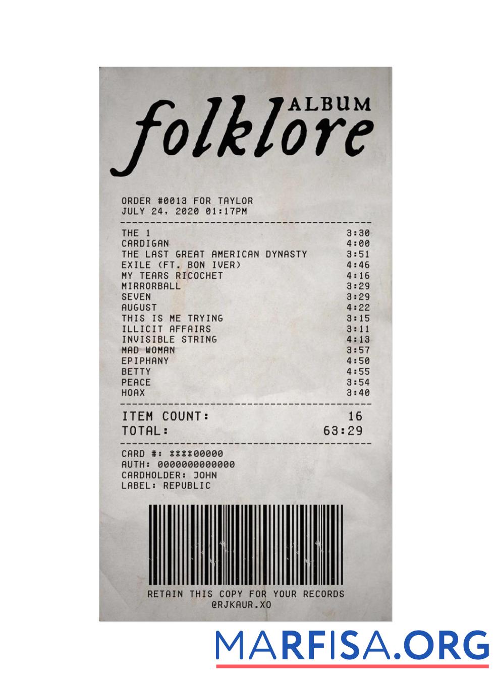 FOLKLORE ALBUM Zahlung check Vorlage