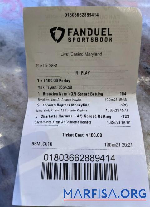 Fanduel sportsbook Zahlung check Mockup