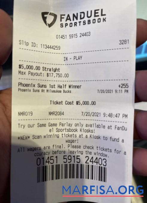 Fanduel sportsbook Zahlung Quittung Vorschau