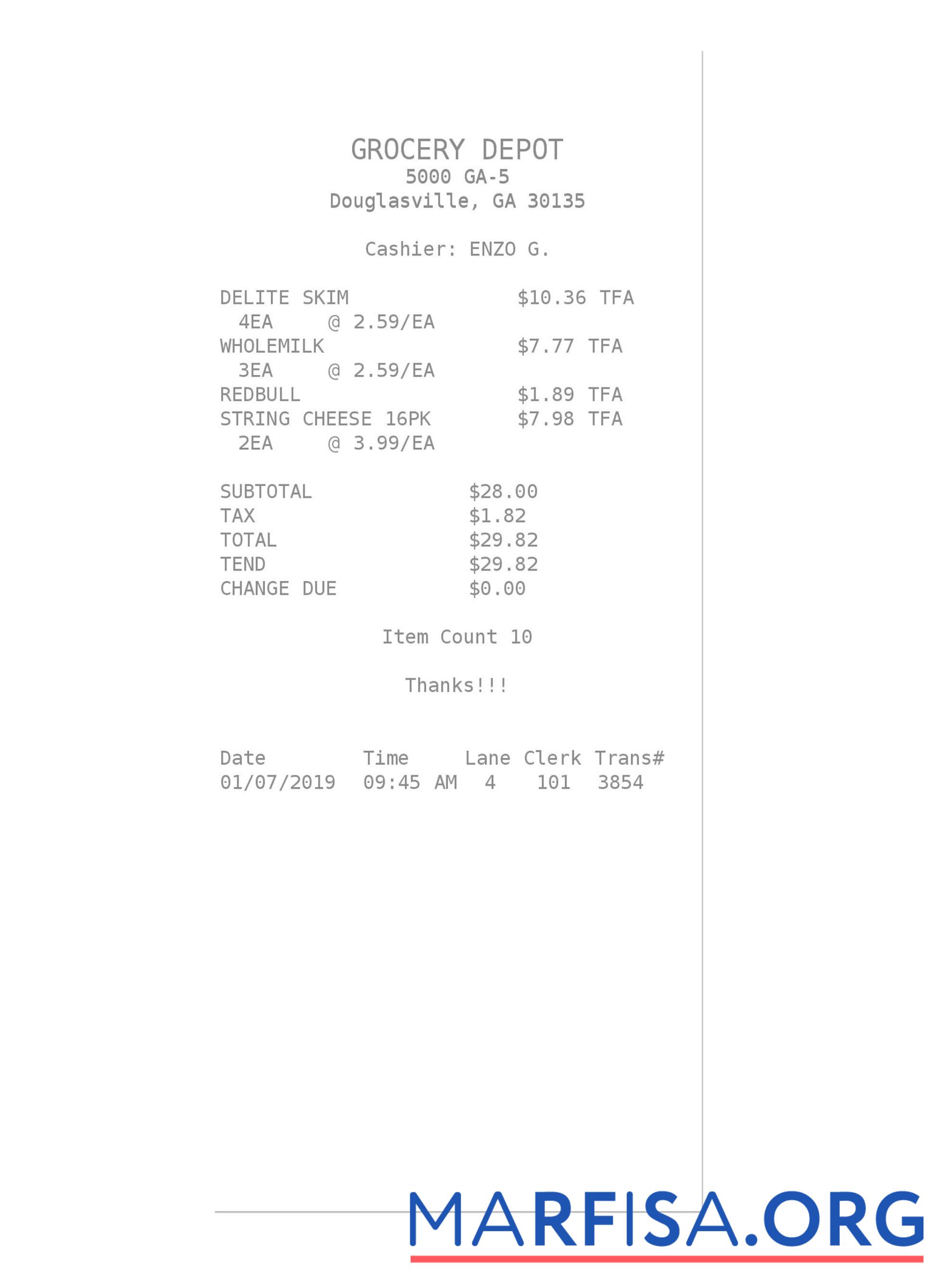 GROCERY DEPOT Zahlung check Mockup