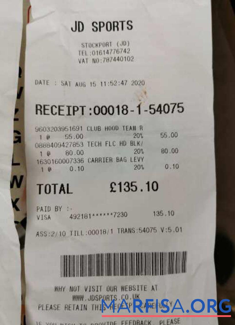 JD sports Zahlung check Probe