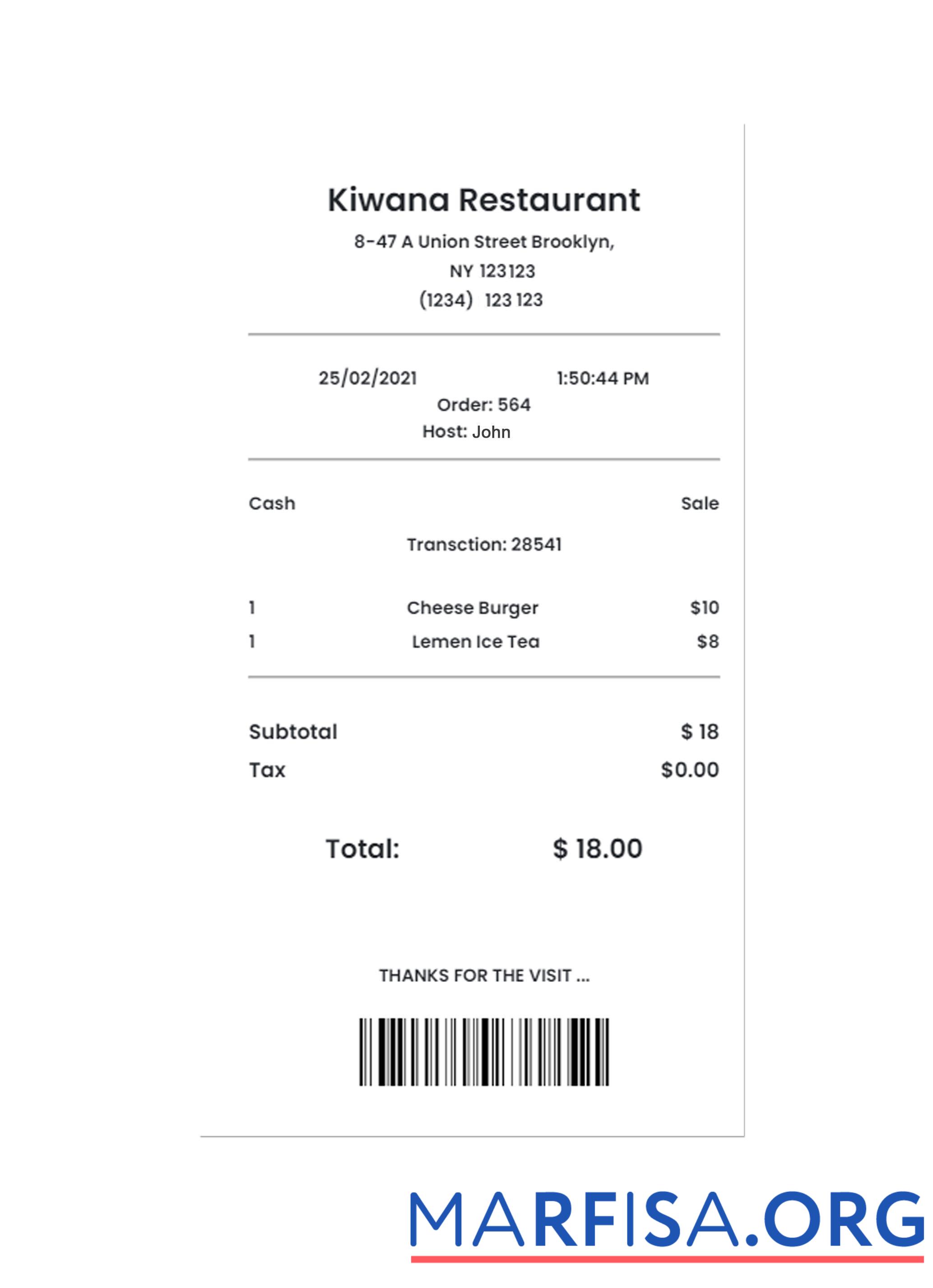 KIWANA RESTAURANT Zahlung check Design