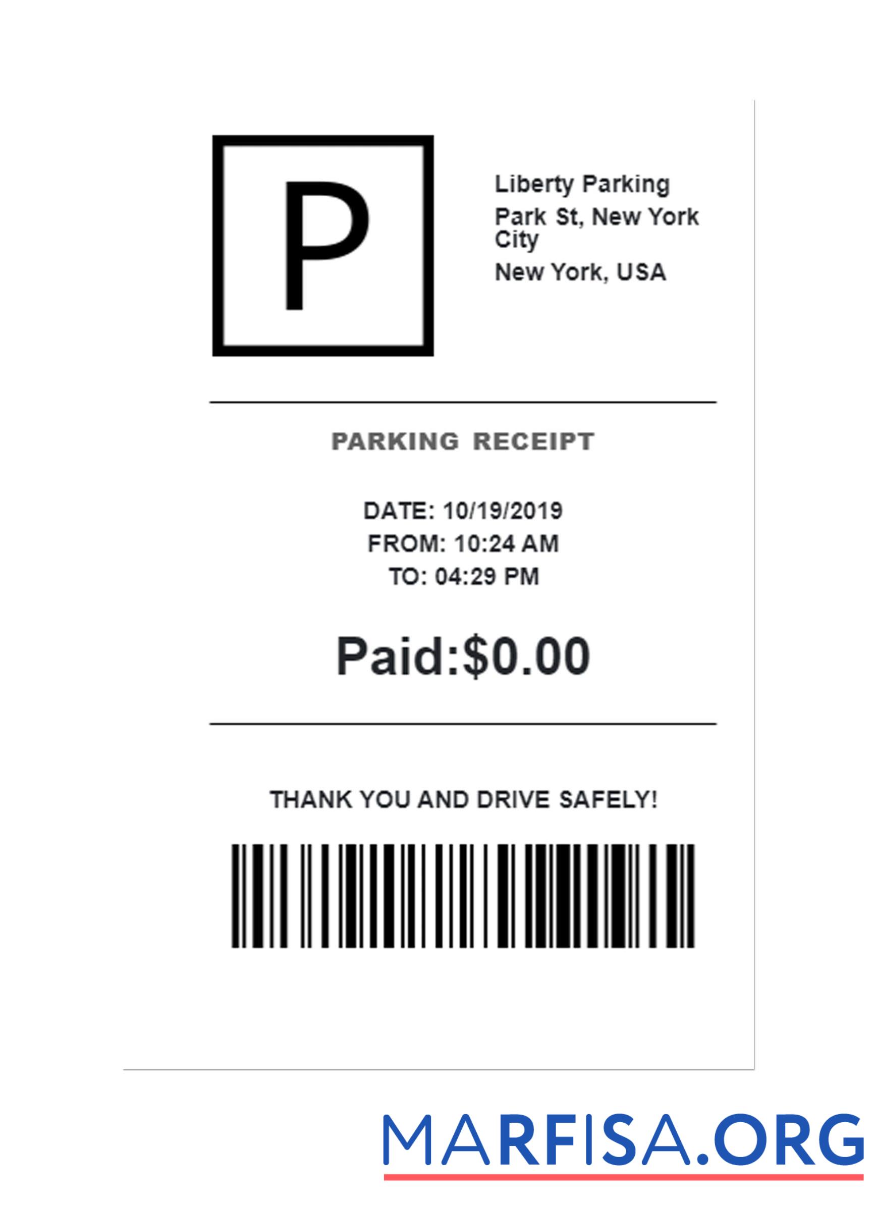 LIBERTY PARKING Quittung Probe