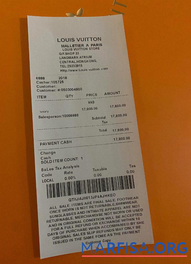 Louis Vuitton Zahlung Quittung Vorschau
