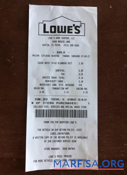 Lowes retail Unternehmen Zahlung slip Vorschau