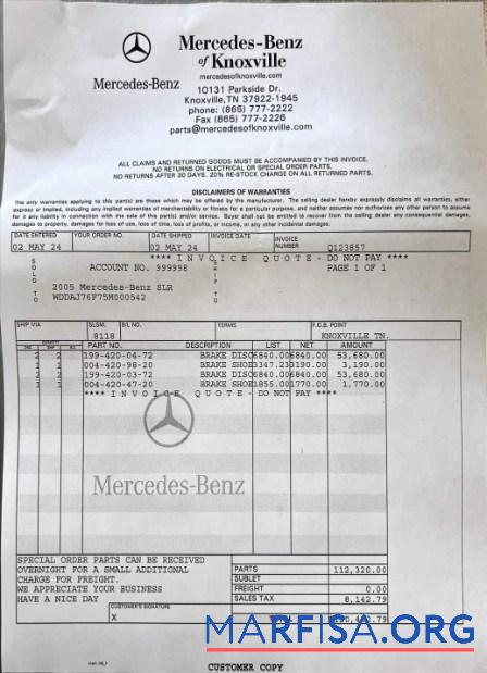 Mercedes Benz Service Zahlung Quittung Vorschau