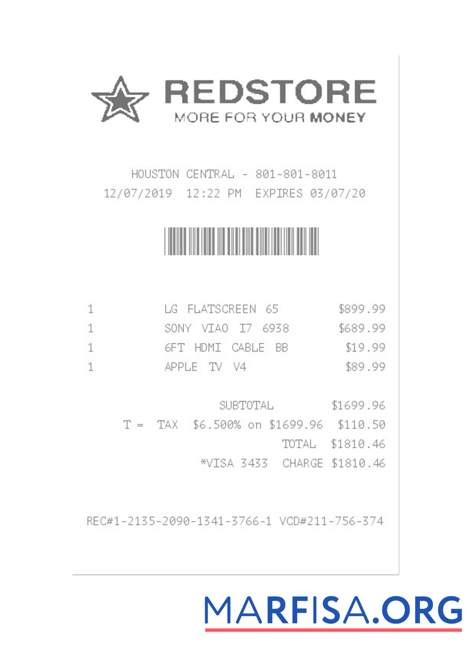 REDSTORE Zahlung check Vorlage
