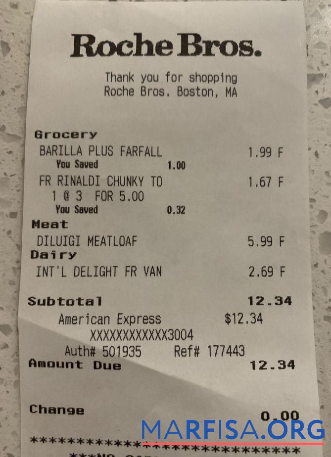 Roche Bros supermarket check Design