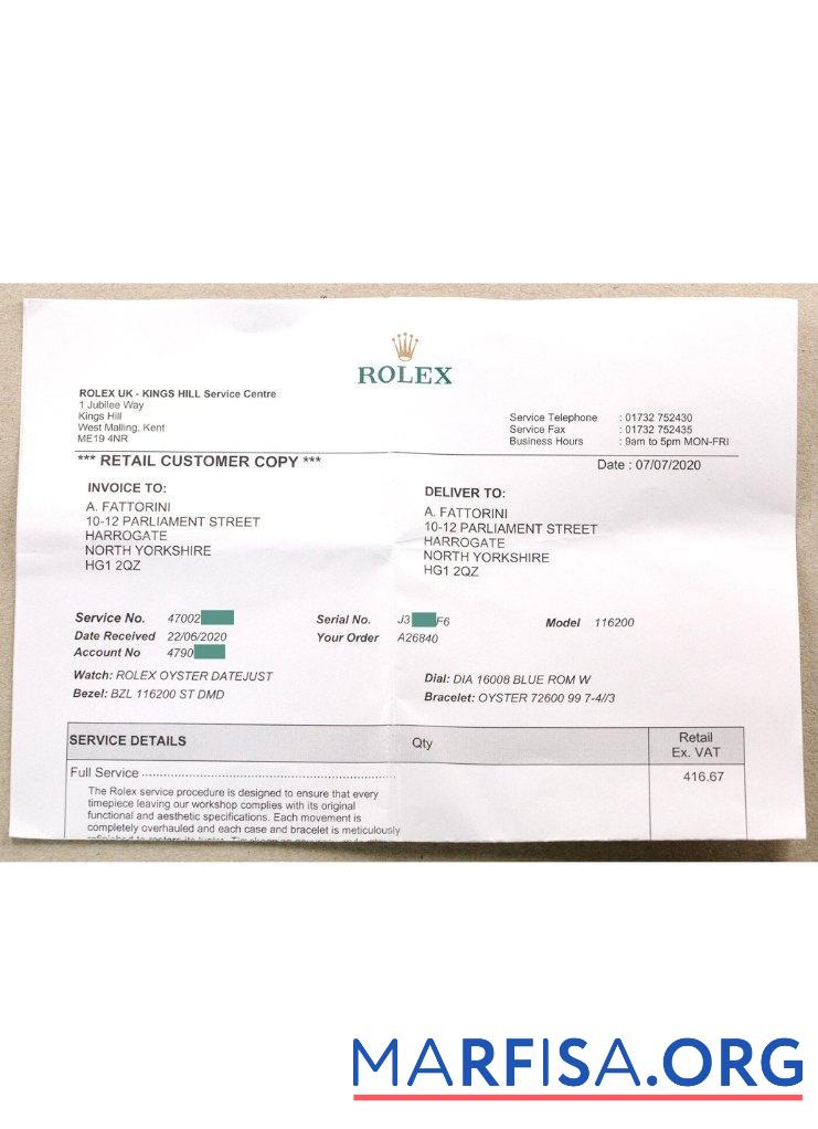 Rolex Unternehmen Zahlung check Mockup