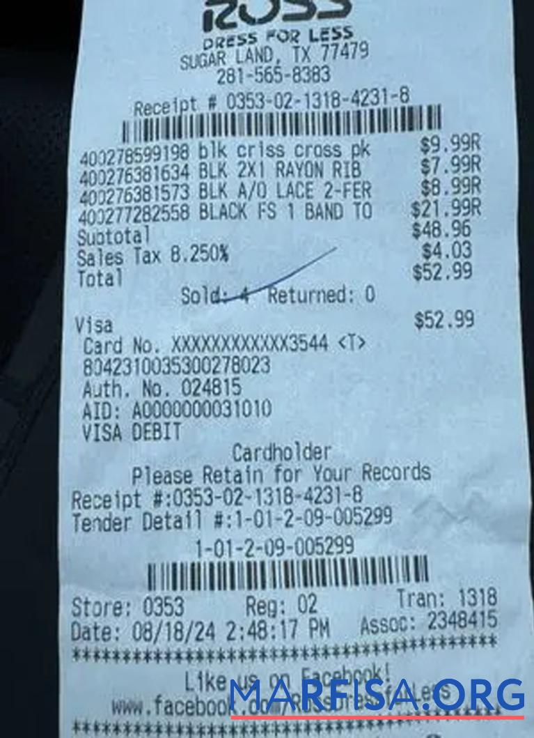 Ross store Zahlung check Mockup