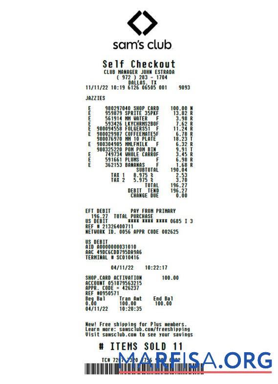 Sam's club retail store check Design