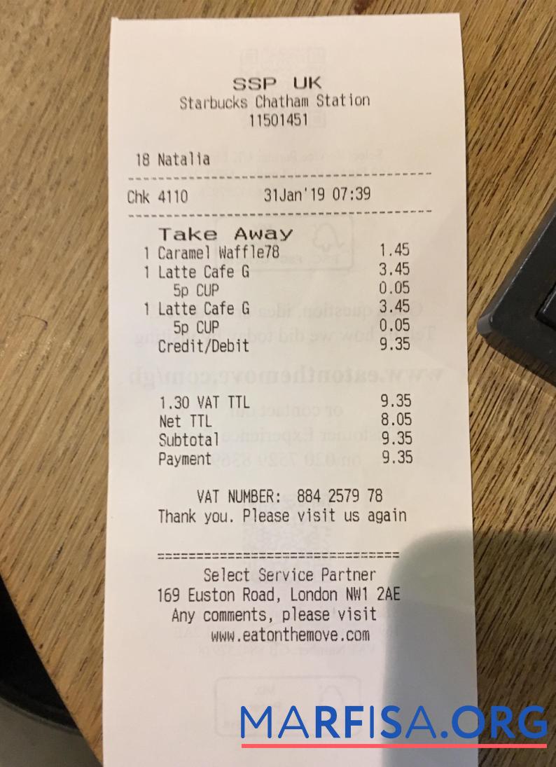 Starbucks Unternehmen Zahlung check Probe
