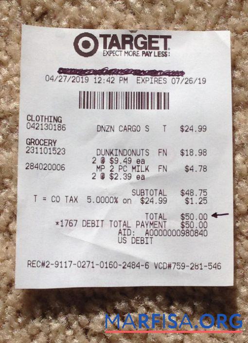 Target corporation Zahlung check Design