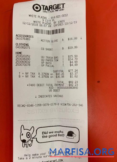 Target corporation Zahlung Quittung Vorlage