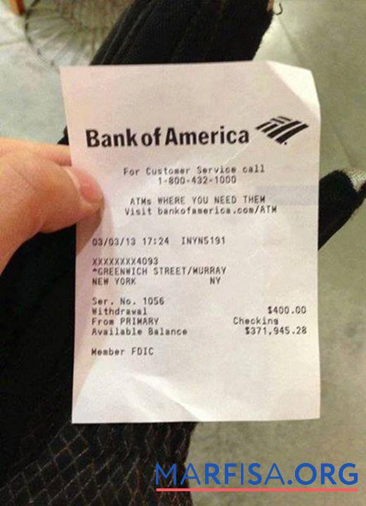 USA Bank of Amerika Zahlung slip Design