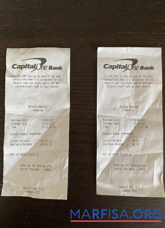 USA Capital one Bank Zahlung check Vorlage