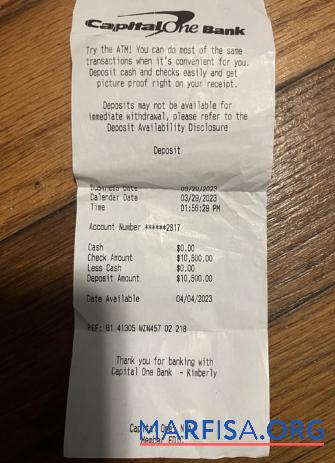 USA Capital one Bank Zahlung Quittung Vorschau