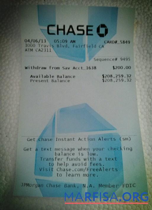 USA Chase Bank Zahlung slip Vorlage