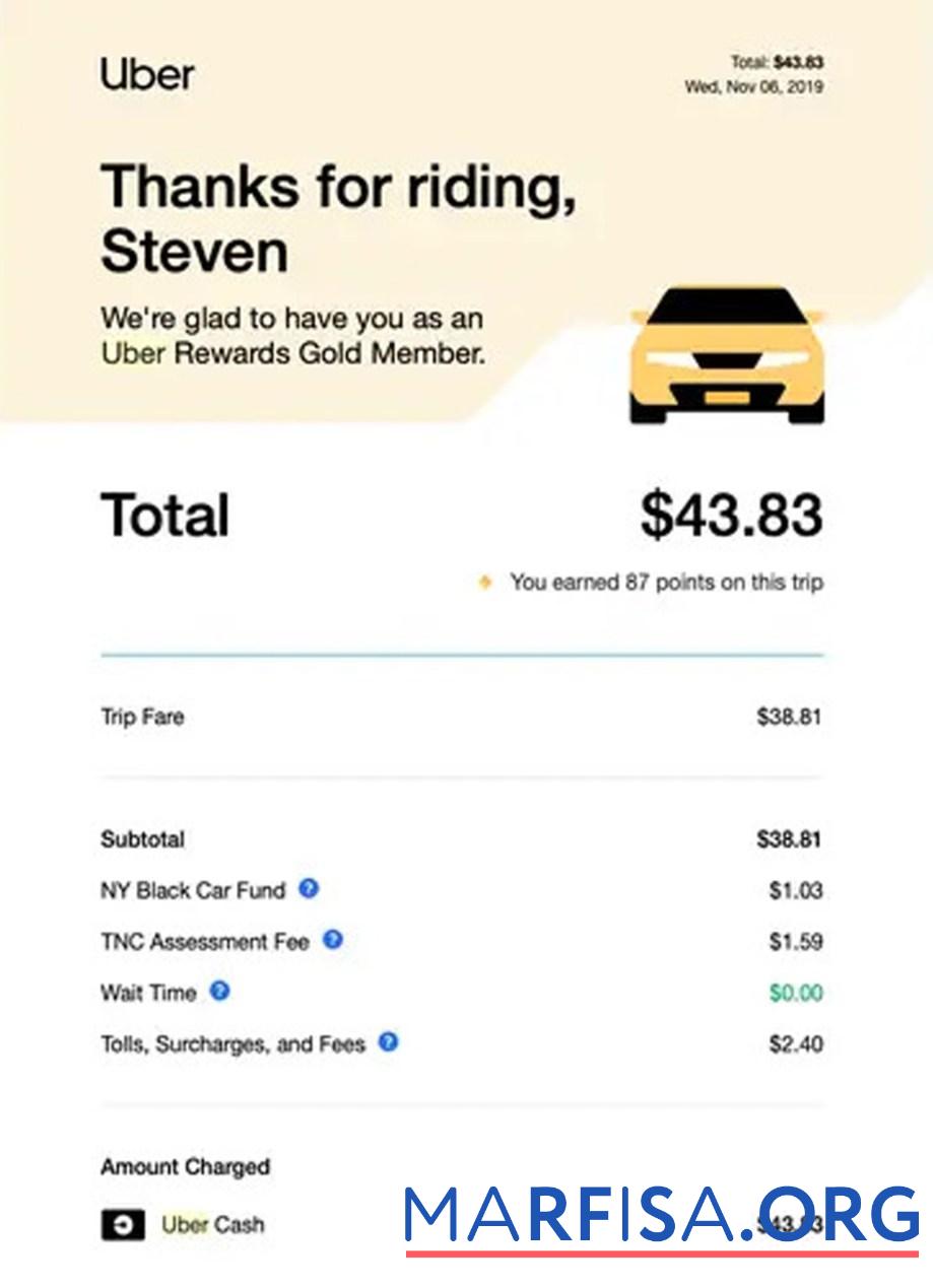 Uber Service Zahlung Quittung Mockup