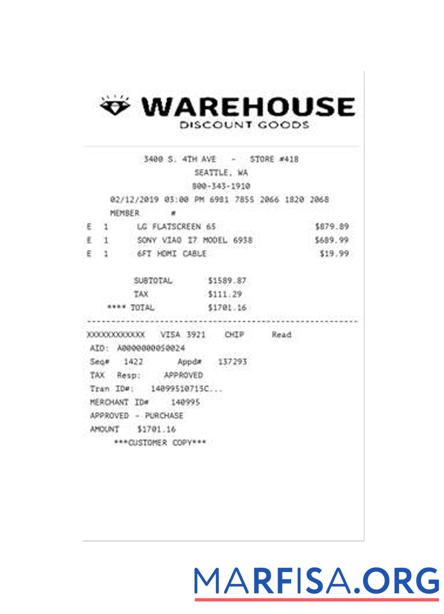 WAREHOUSE Quittung Mockup