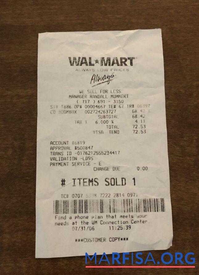 Walmart retailer Quittung Mockup