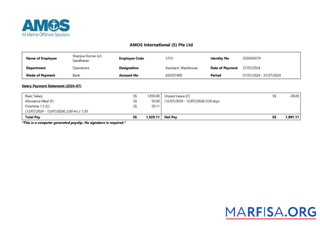 AMOS International earnings Резюме образец