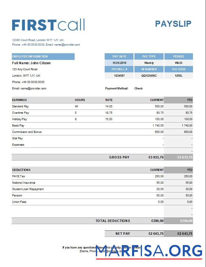 Call forwarding Компания paystub макет