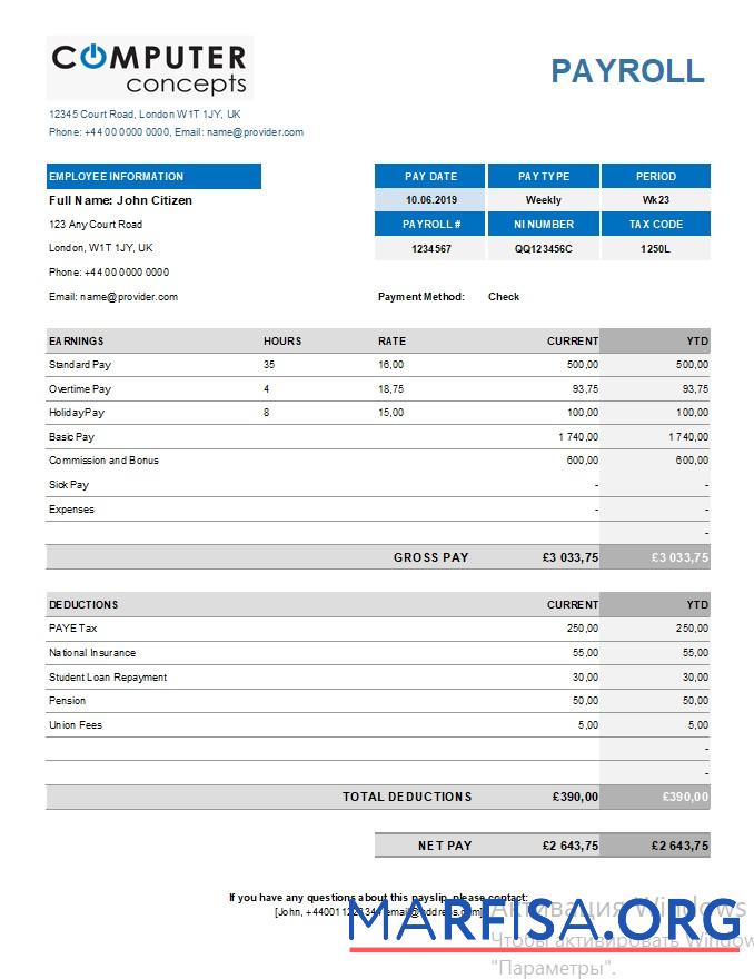 Computer corporation payroll предпросмотр