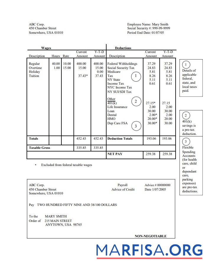 Corporation pay stub дизайн